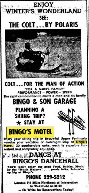 Bingos Motel - 1966 Ad
